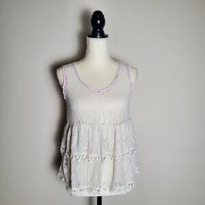 Free People Daydream Ivory Lace Top XS
